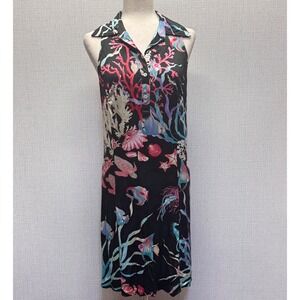 Hollywould Shift Dress Women IT46/US10-12 Black Sea Life Coral Mermaidcore Italy